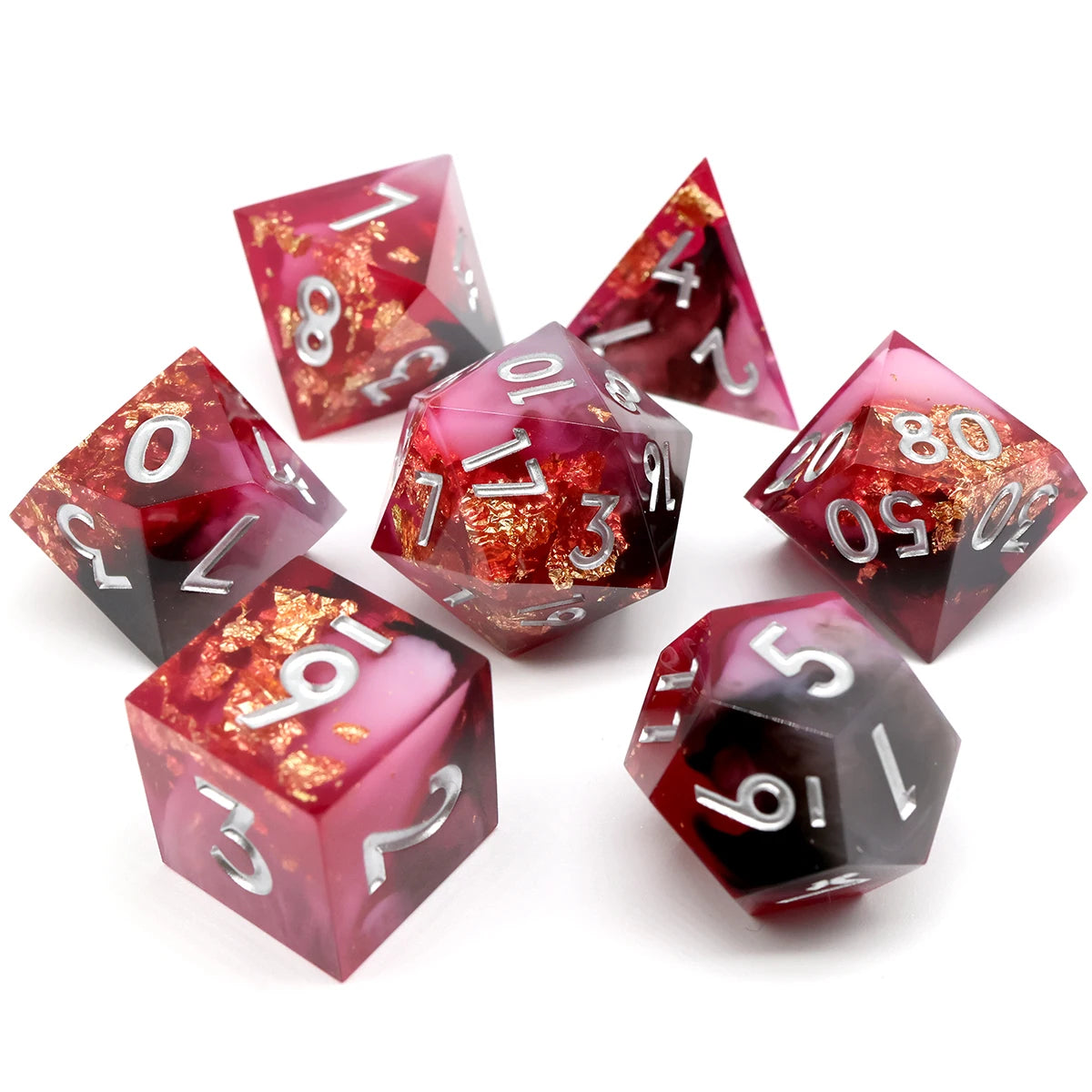 Gold Foil Resin DND Dice Set