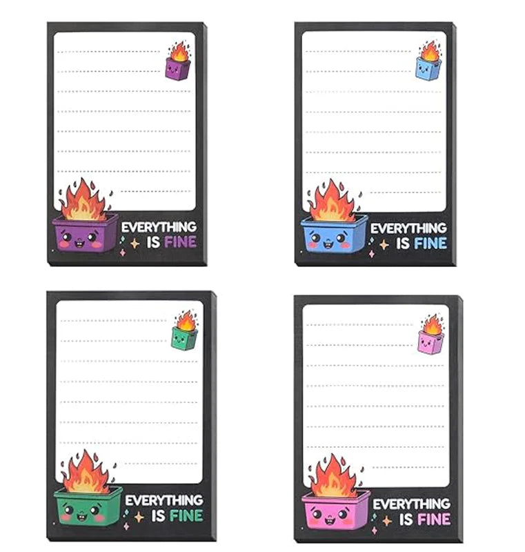 4-12pc Dumpster Fire Sarcastic Office Humour Sticky Note Pads