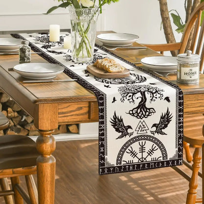 Vintage Viking Linen Table Runner