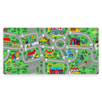 Car City Desk Mat – Retro Road Map Gaming Mouse Pad