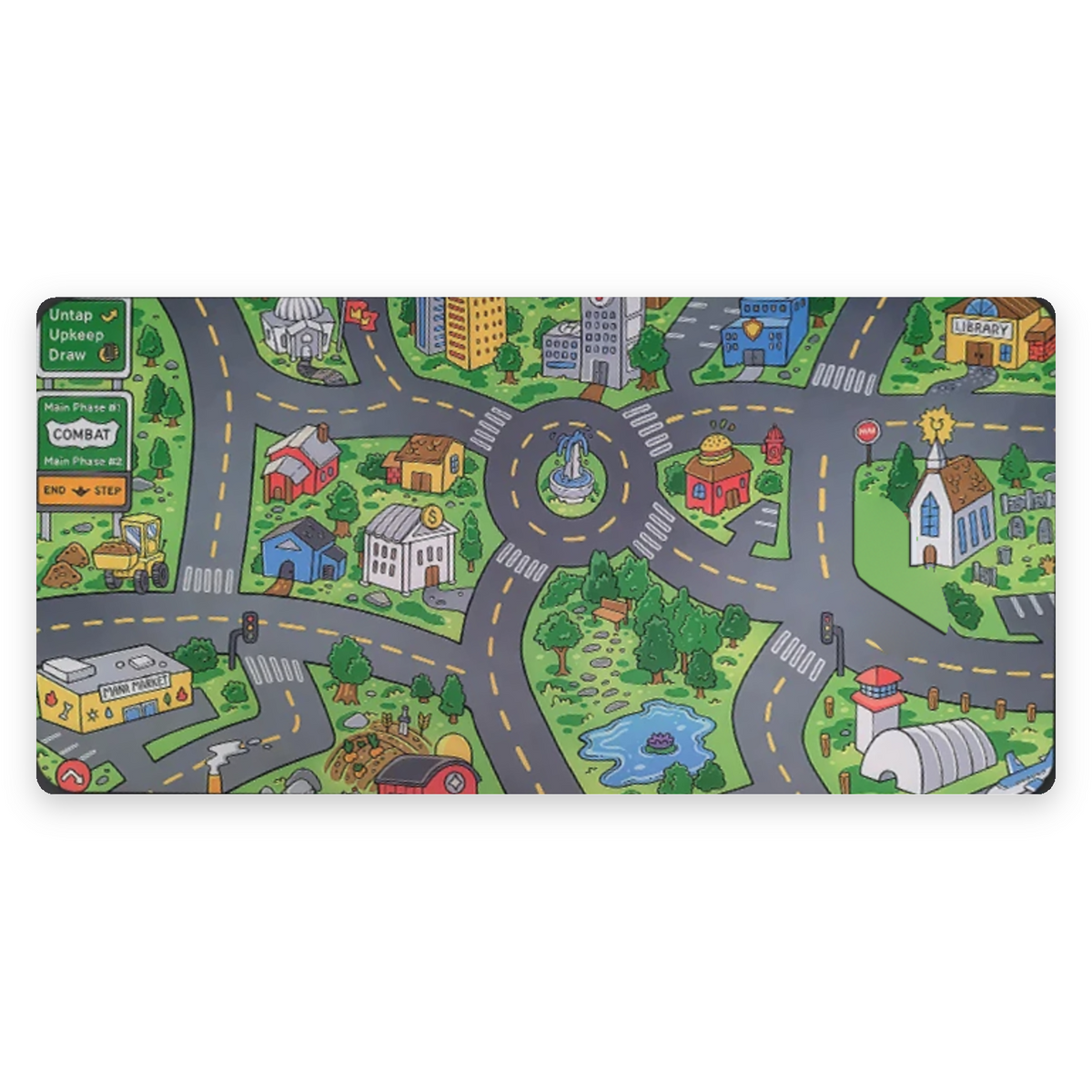 Car City Desk Mat – Retro Road Map Gaming Mouse Pad