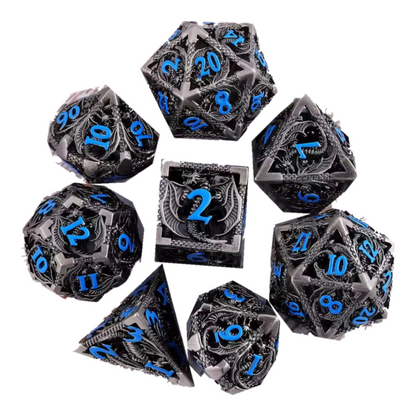 Hollow Dragon Metal Dice Set – 7-Piece RPG Dice