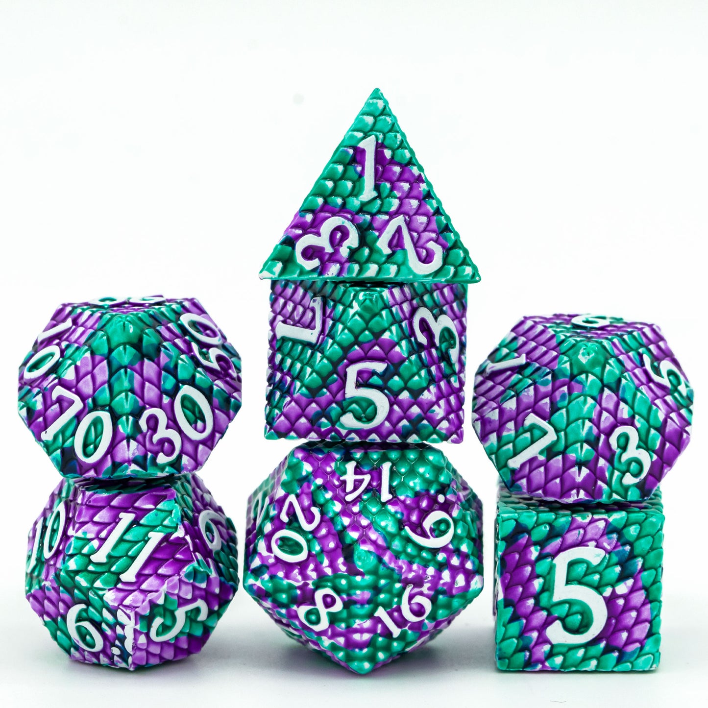 Dragon Scales Metal DnD Dice Set