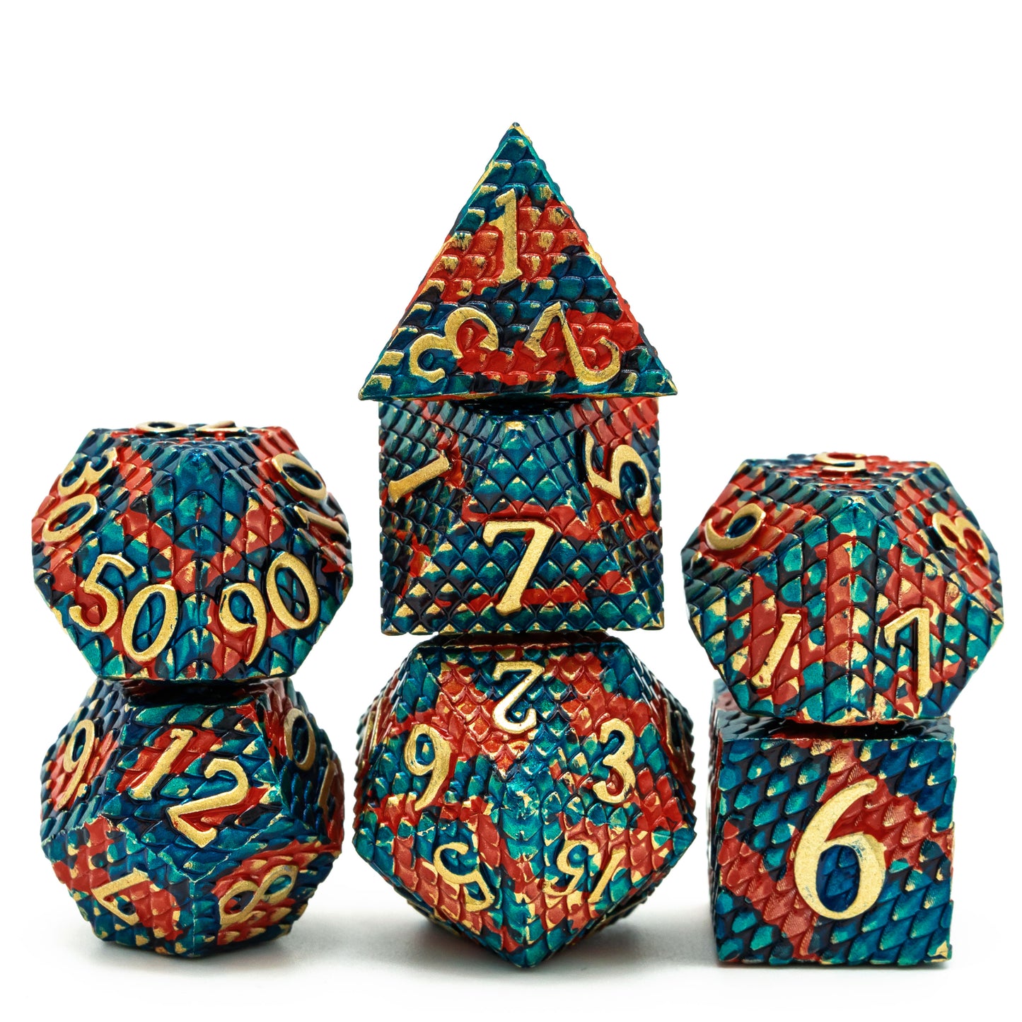 Dragon Scales Metal DnD Dice Set