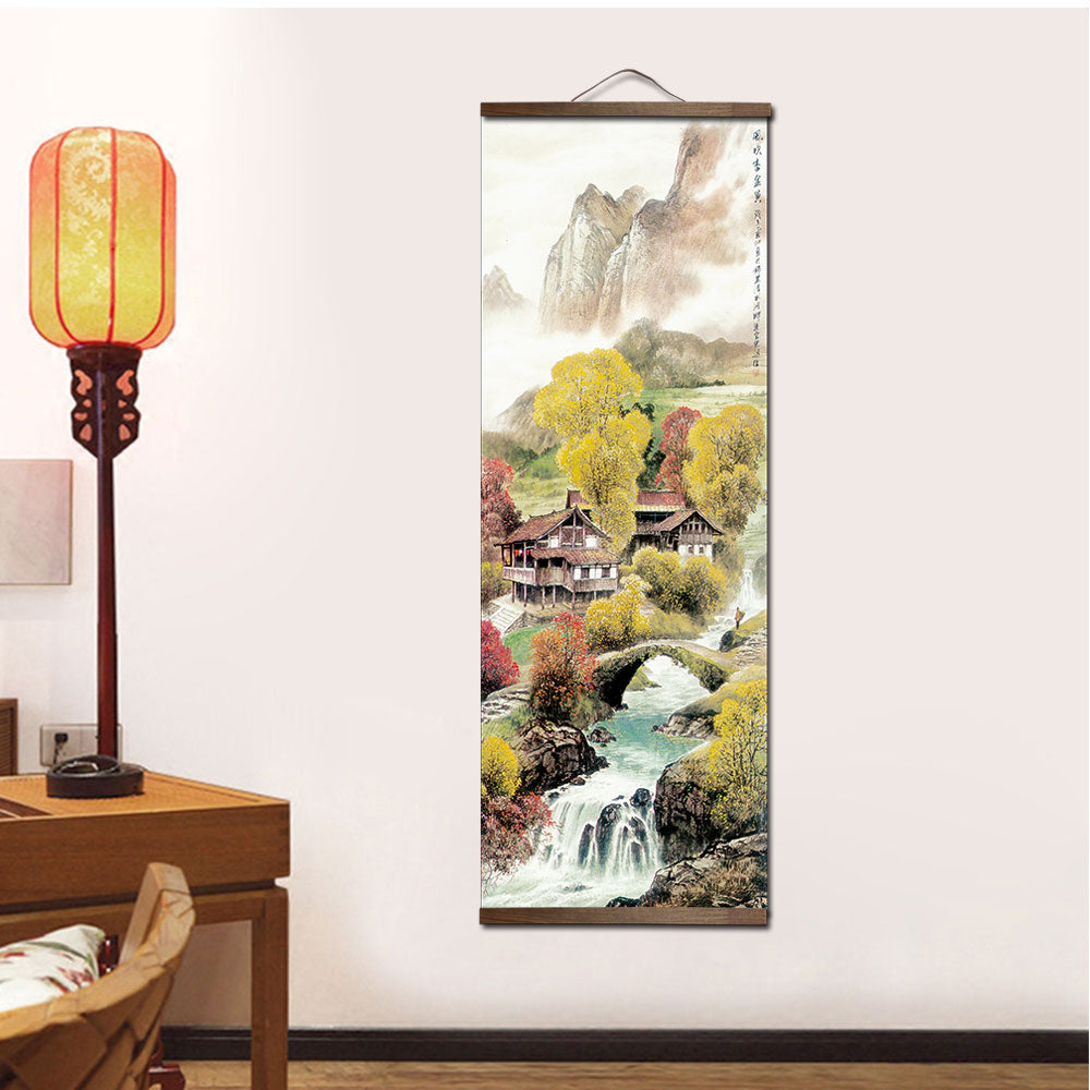 Chinese Four Seasons Landscape Scroll Canvas