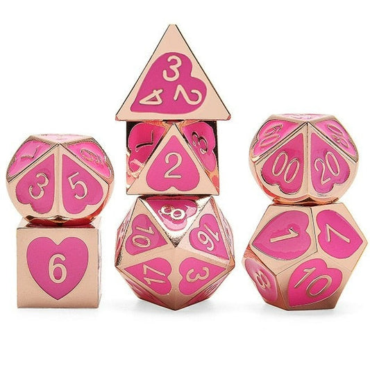 Love Heart Metal DND Dice Set