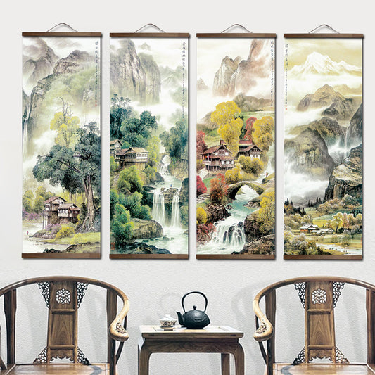 Chinese Four Seasons Landscape Scroll Canvas