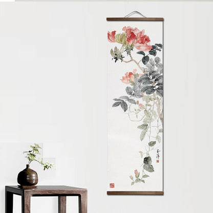 Chinese Garden Plants Canvas Scroll Wall Art