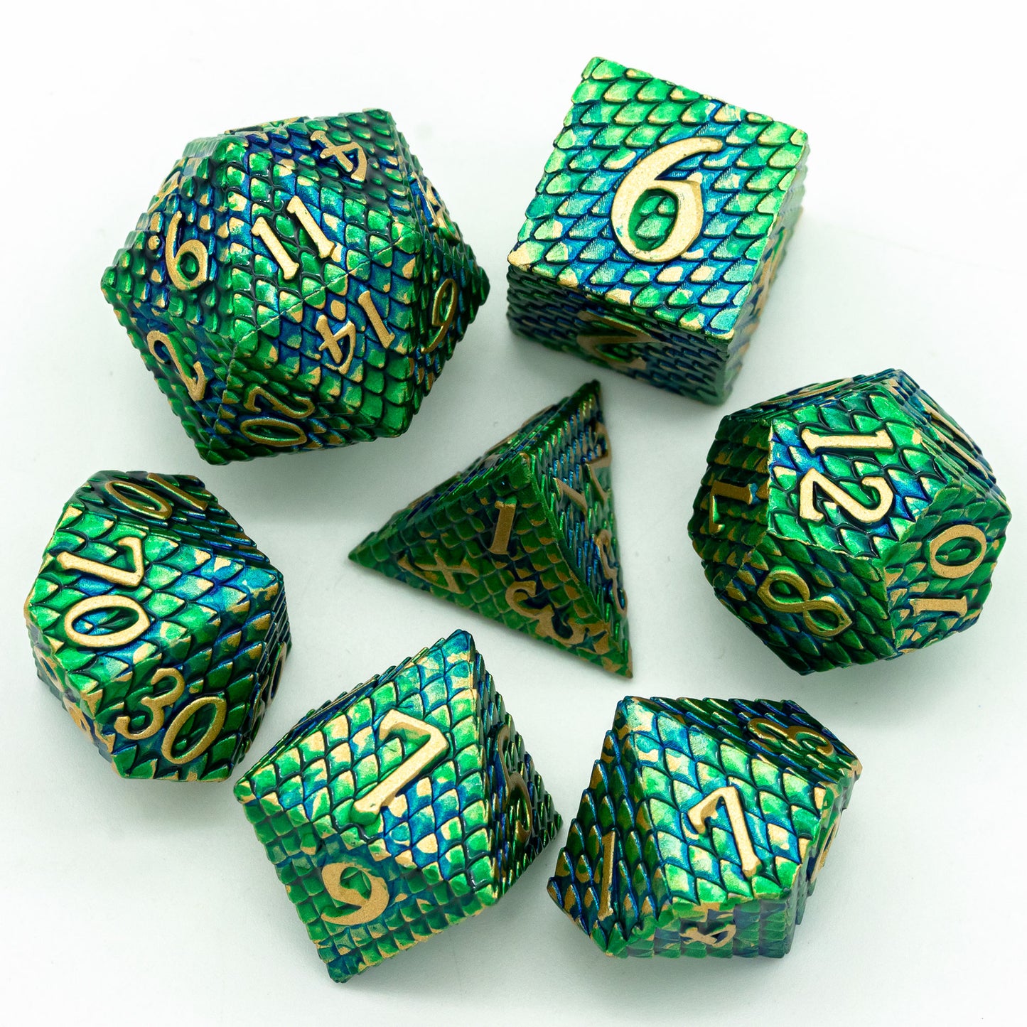 Dragon Scales Metal DnD Dice Set