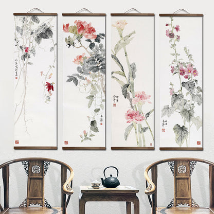Chinese Garden Plants Canvas Scroll Wall Art