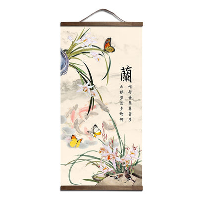 Chinese Flower Scroll Wall Art