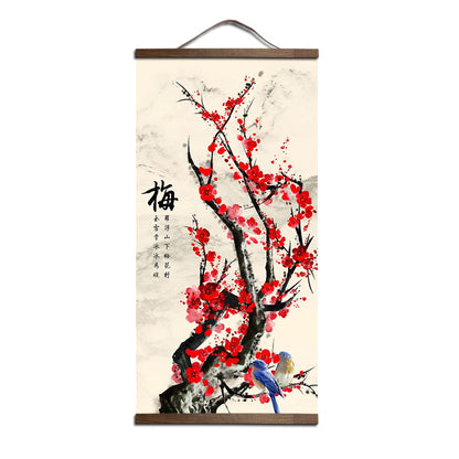 Chinese Flower Scroll Wall Art