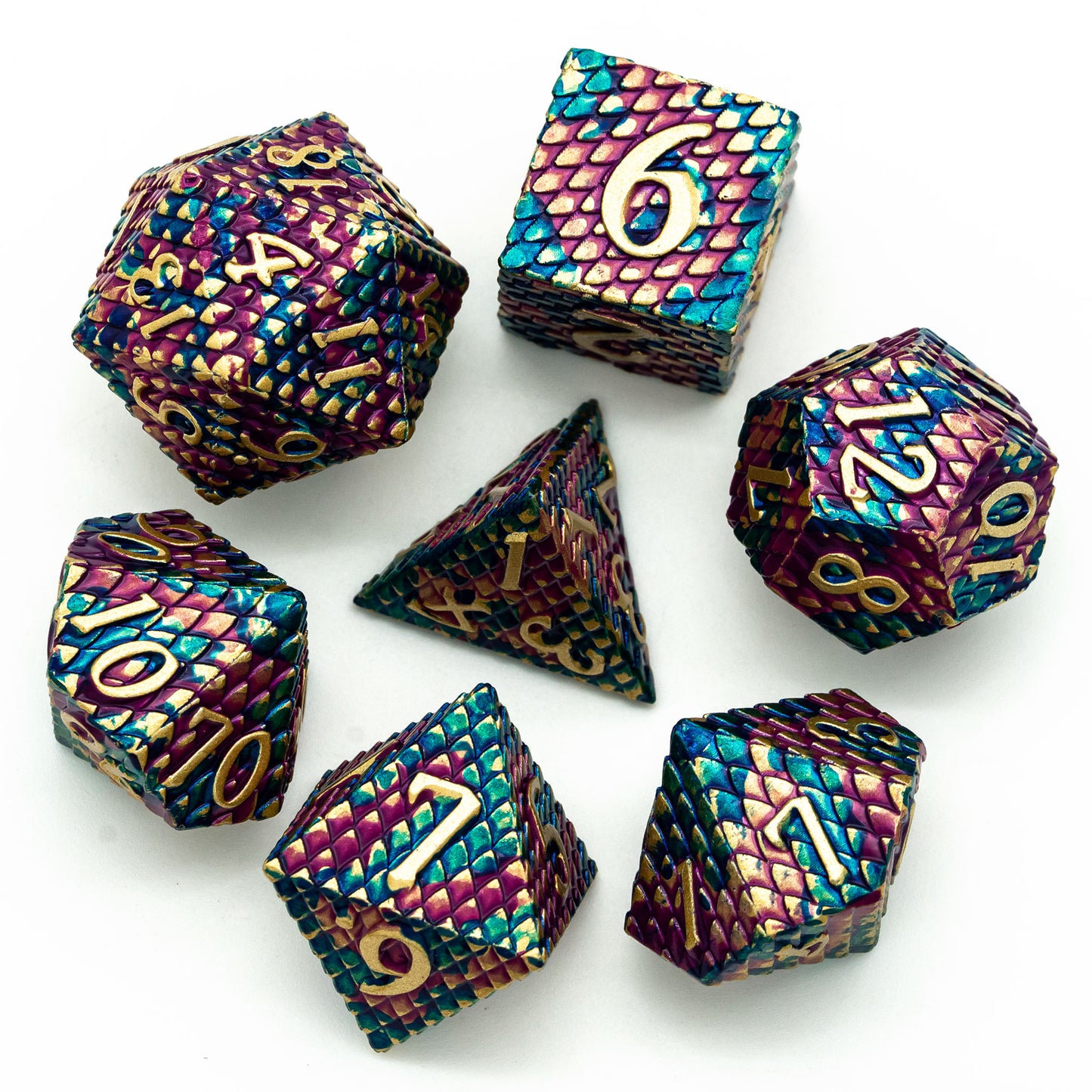 Dragon Scales Metal DnD Dice Set