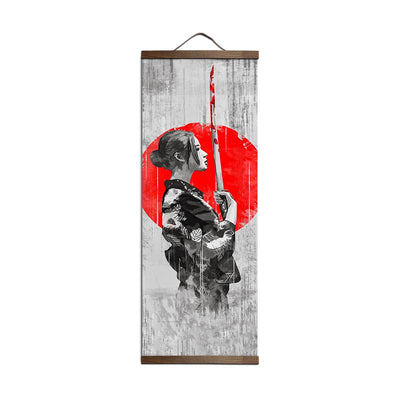 Japanese Samurai Hanging Scroll Art