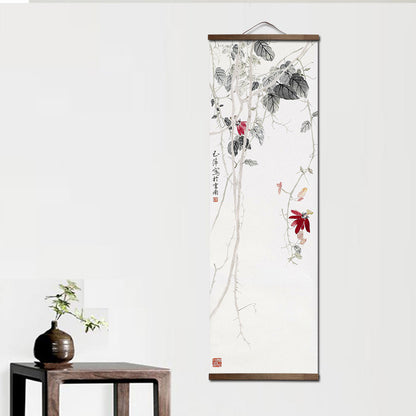 Chinese Garden Plants Canvas Scroll Wall Art