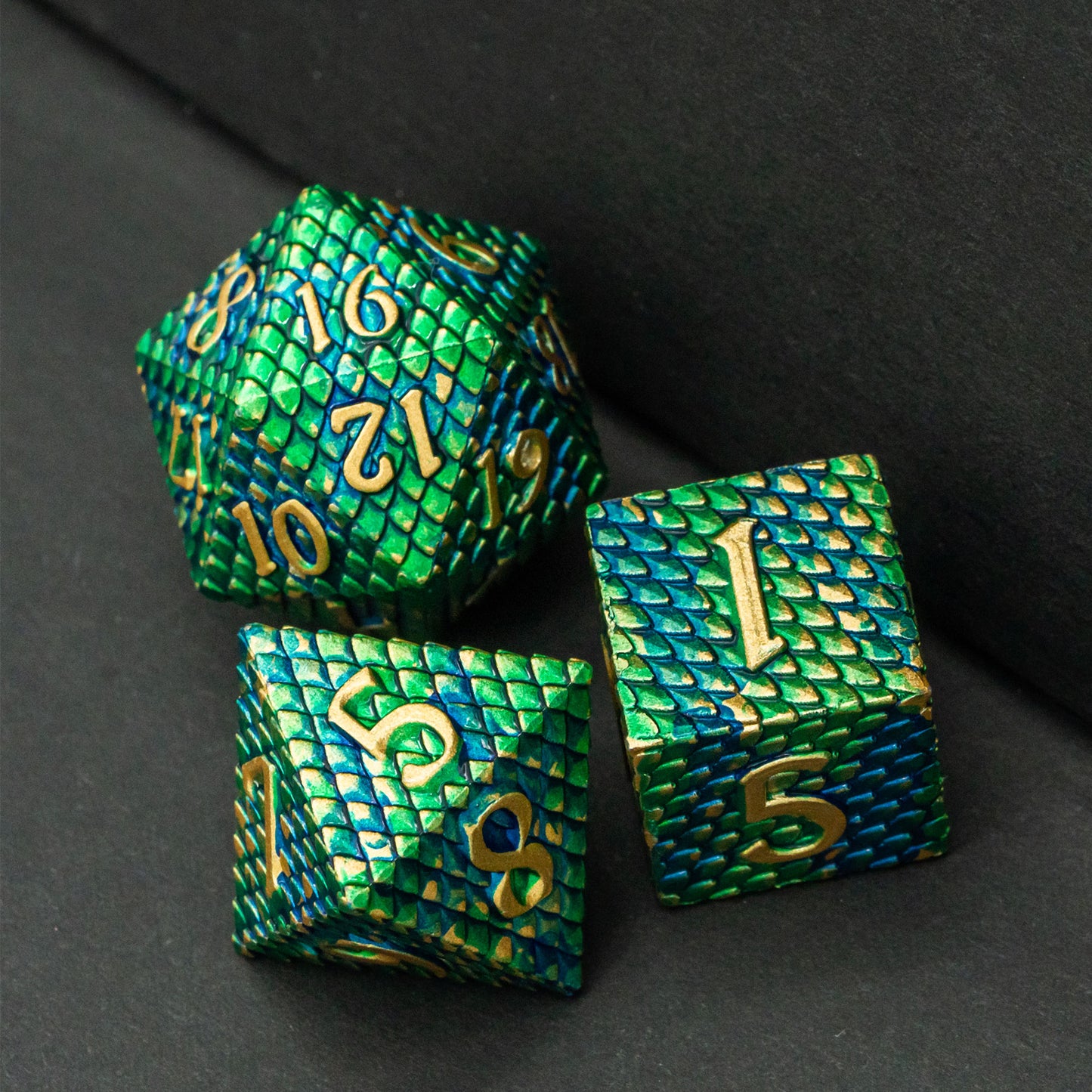 Dragon Scales Metal DnD Dice Set