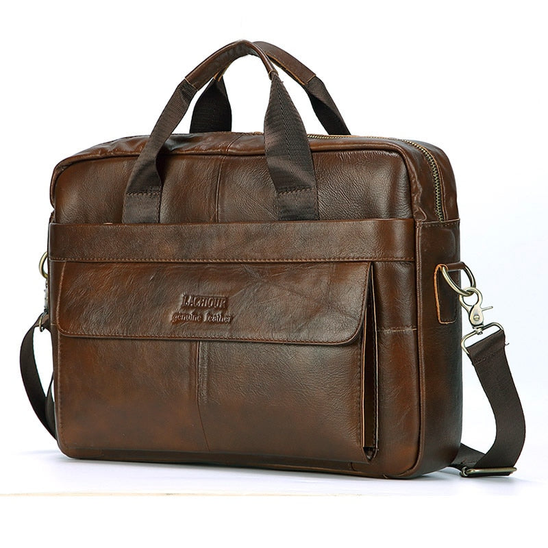 Lachiour Men's Leather Office Briefcase