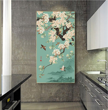 Abstract Chinese Flower Wall Art