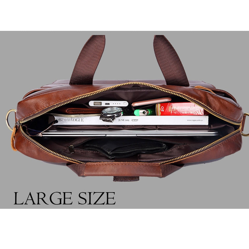 Lachiour Men's Leather Office Briefcase