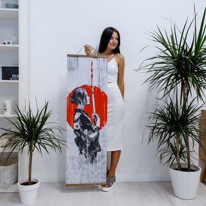 Japanese Samurai Hanging Scroll Art