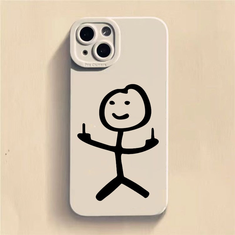 Cartoon Stick Man iPhone Case | Double Bird