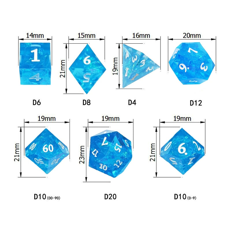 Ice Crystal Resin DnD Dice Set