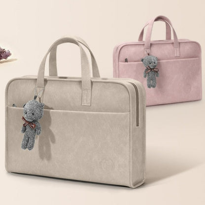 Cute Office Laptop Bag with Teddy Accessory