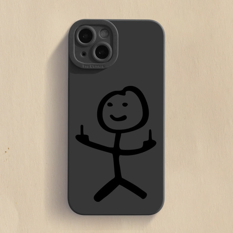 Cartoon Stick Man iPhone Case | Double Bird