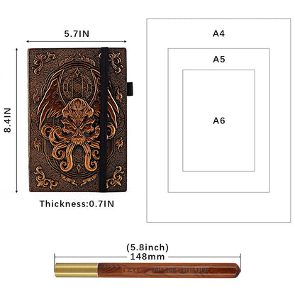 Embossed Cthulhu Leather Cover Notebook